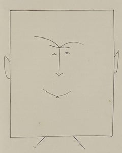 Quadratischer Kopf eines Mannes mit Ohren (Teller III), von Carmen