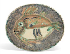 Pablo Picasso Ceramic Plate 'Poisson chiné' Ramie 170