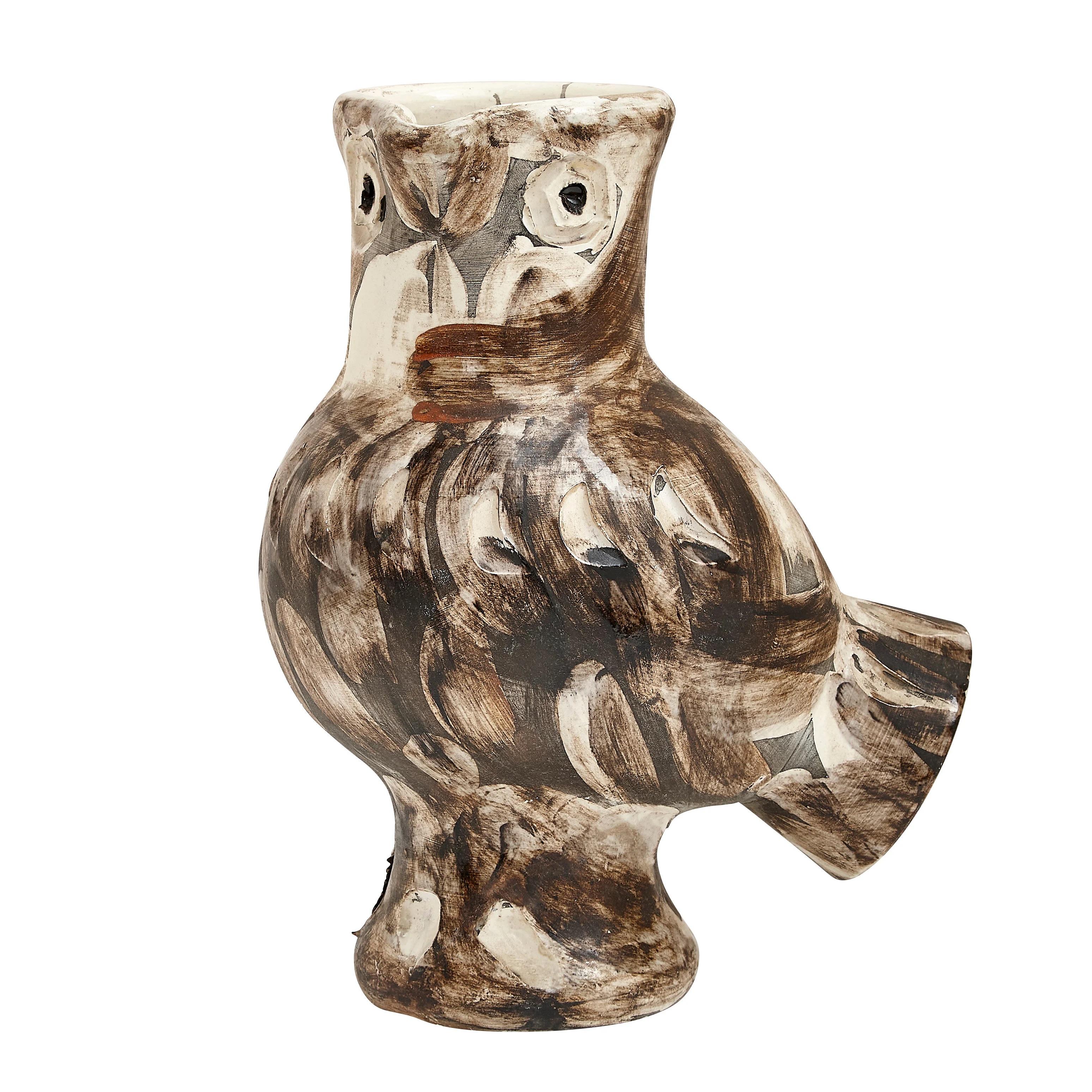 Pablo Picasso 'Chouette' (A. R. 604) Brown Owl Madoura Vase 1969 For Sale 1