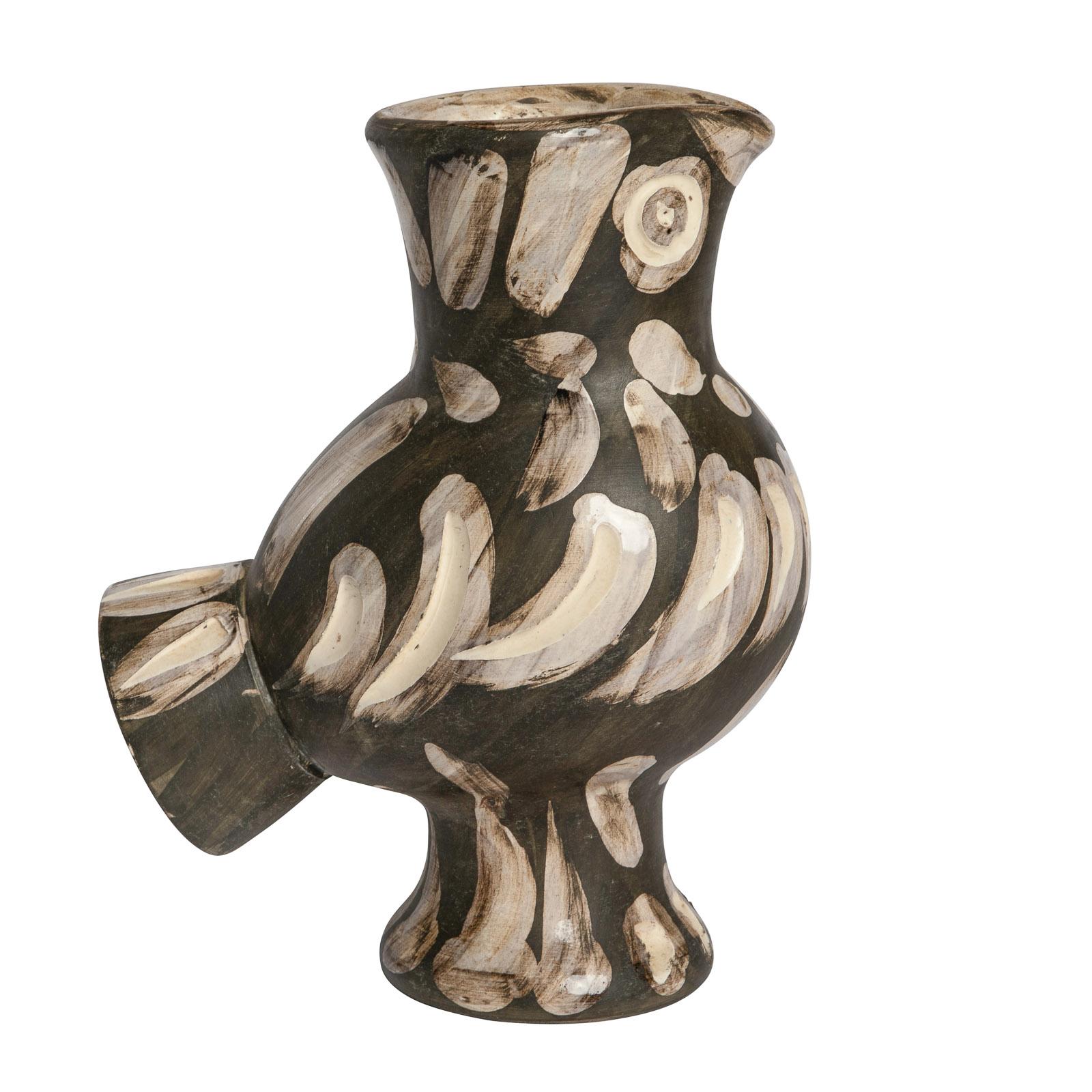 PABLO PICASSO (1881-1973) 
Chouette (A. R. 605) 

Terre de faïence vase, 1969, numbered 42/500, with the workshop numbering, incised 'Edition Picasso' and 'Madoura', partially glazed and painted, with the Edition Picasso and Madoura stamps.