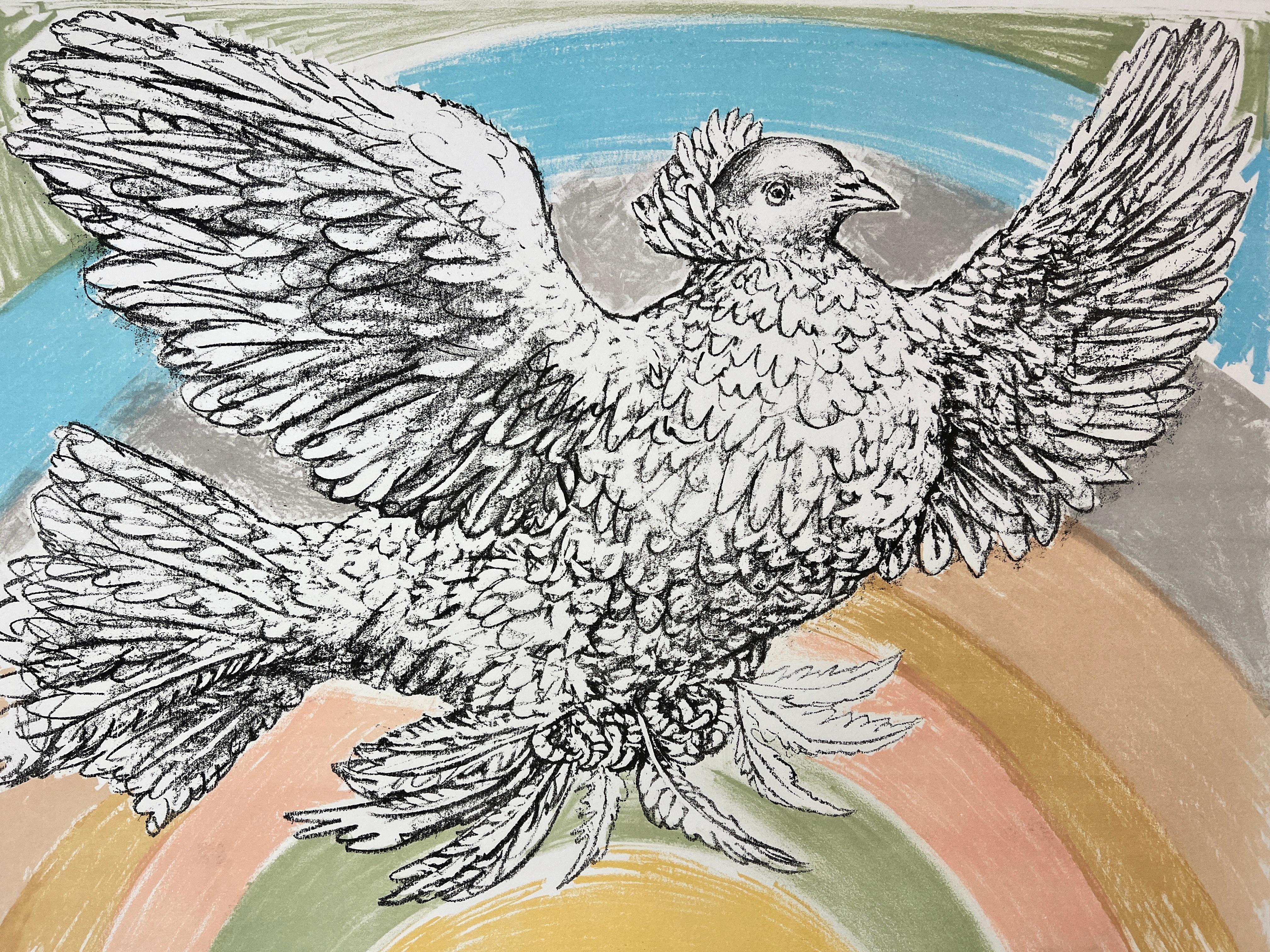 Pablo Picasso - Colombe volant ( à l'Arc-en-ciel ) ( Fliegende Taube in einem Regenbogen ) im Angebot 2