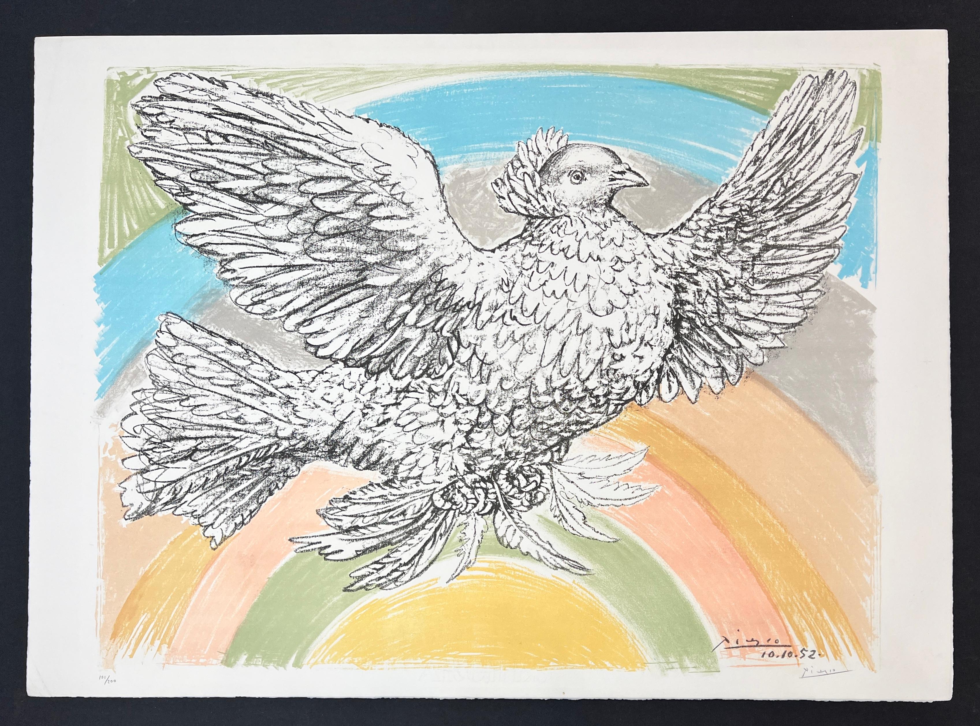 Pablo Picasso - Colombe volant ( à l'Arc-en-ciel ) ( Fliegende Taube in einem Regenbogen ) im Angebot 6
