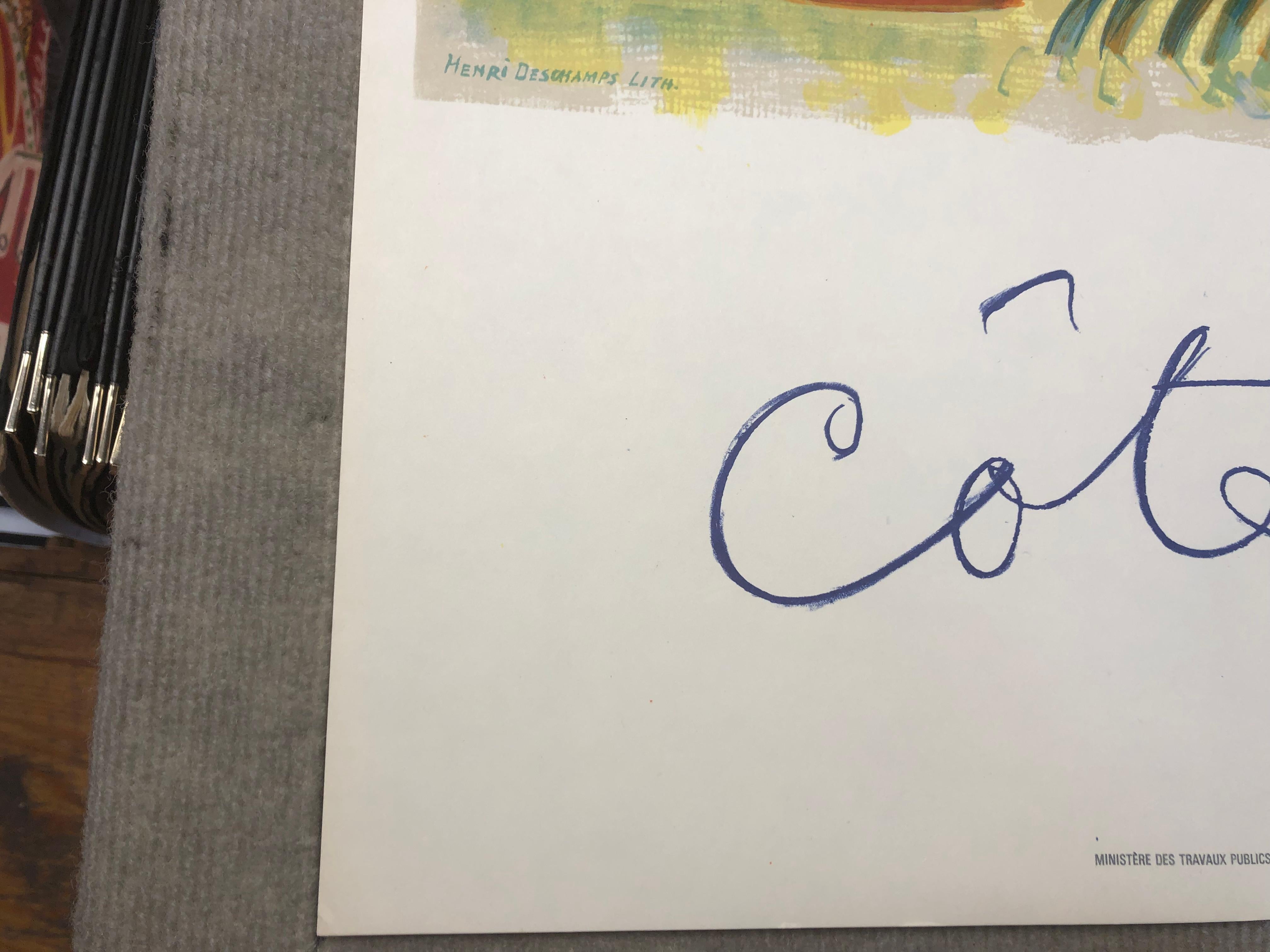 Picasso Costa Azul Póster-  Litografía original- 1962 VINTAGE en venta 7