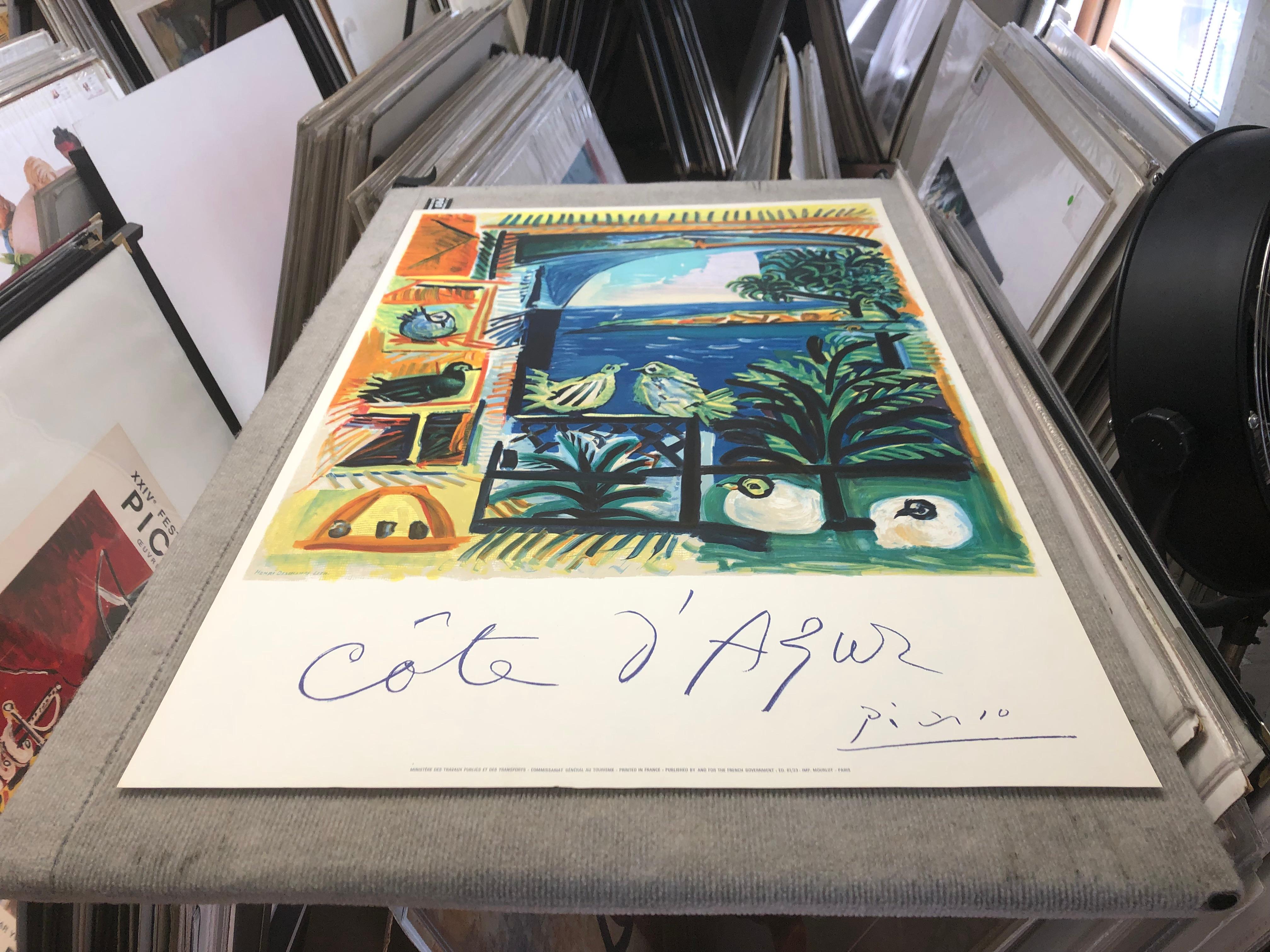 Picasso Costa Azul Póster-  Litografía original- 1962 VINTAGE - Print de Pablo Picasso
