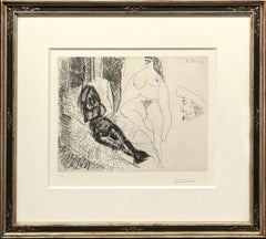 Pablo Picasso : Deux femmes avec voyeur de la série 347 (planche 158, 45/50), 1968