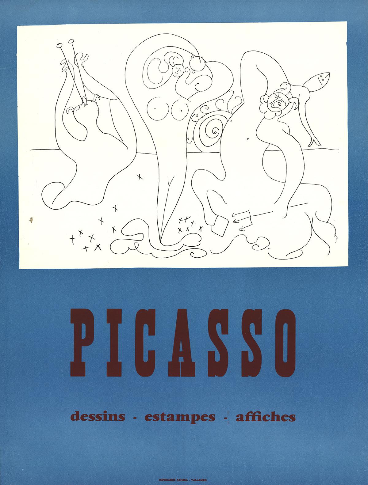 pablo picasso drawings prints posters 25.5 inch x 19 inch serigraph cubism blue
