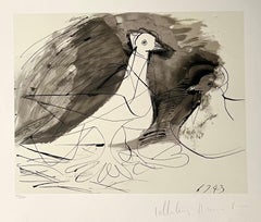 Pablo Picasso Nachlass Hand signiert kubistische abstrakte Lithographie Tauben Tauben, Vögel