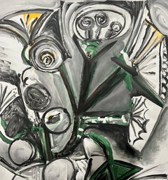 Pablo Picasso Estate Hand Signed Cubist Lithograph Abstract Flowers Bouquet