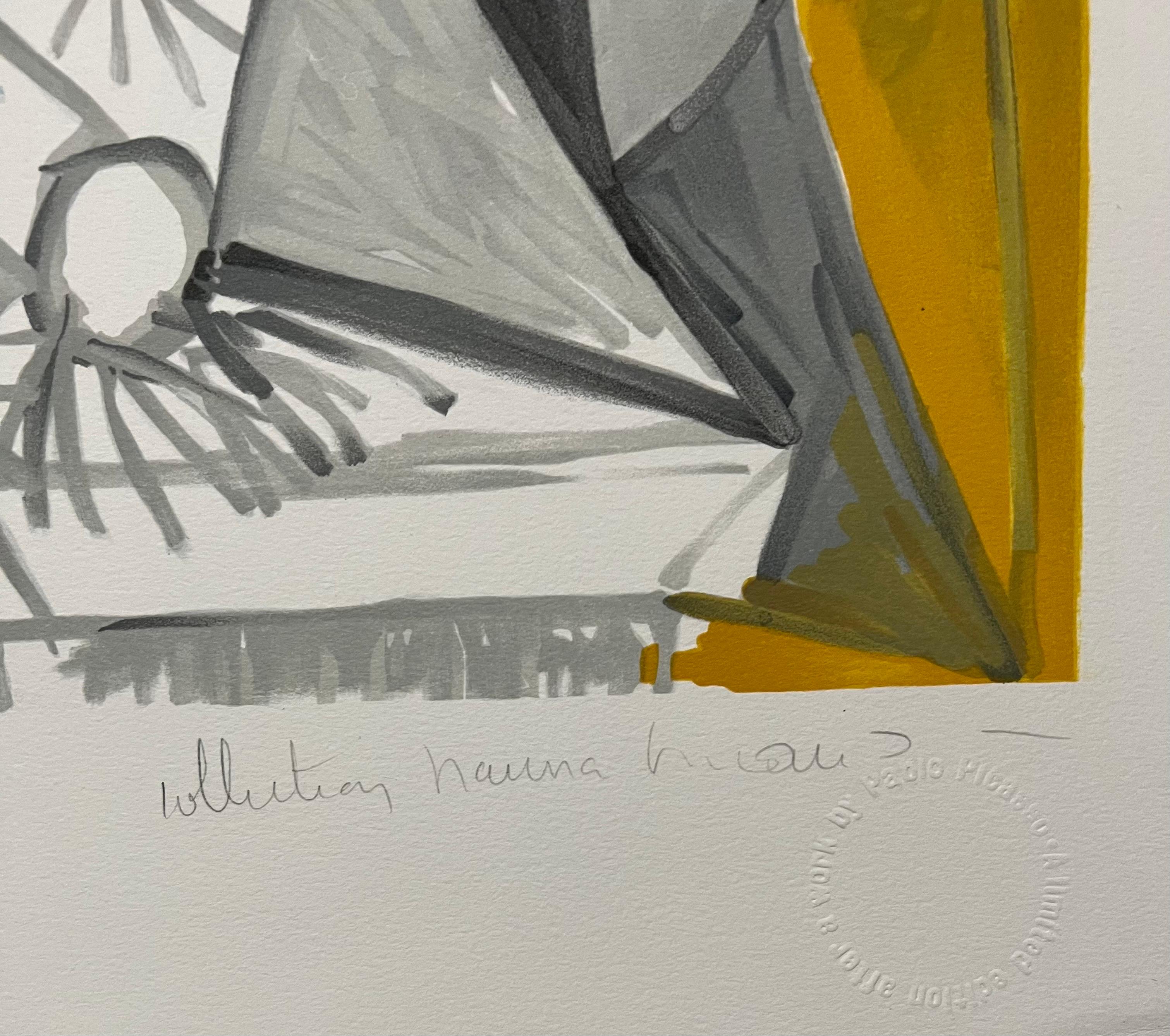 Pablo Picasso Estate Hand Signed Lithograph Abstract Cubist Composition For Sale 4