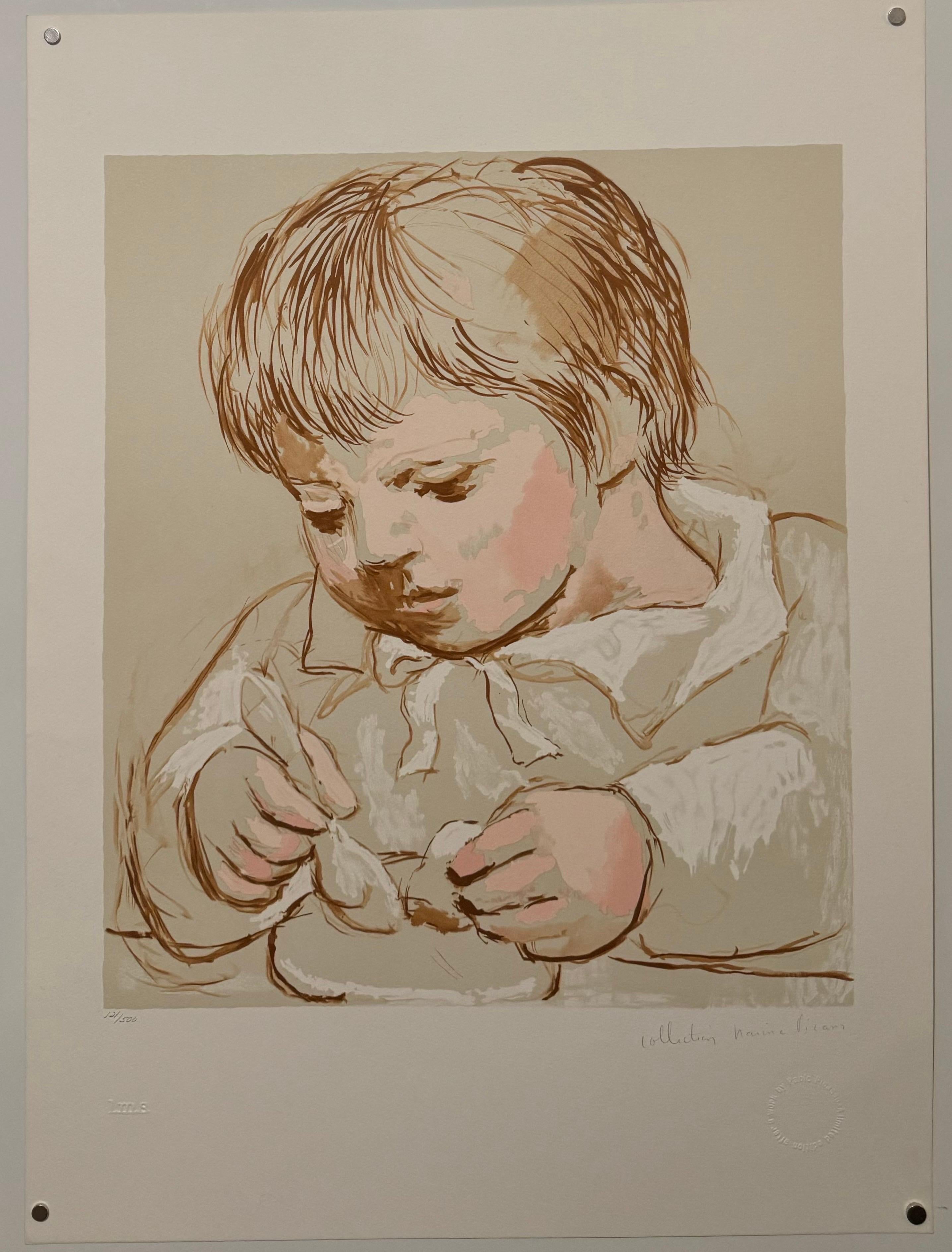 Pablo Picasso Estate Hand Signed Lithograph "Enfant Dejeunant"