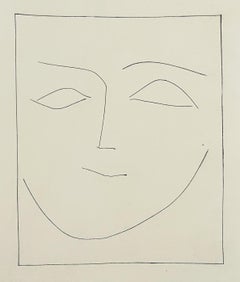 Pablo Picasso Etching, 1949, Carmen XII, Square Head of a Woman Half Smiling