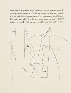 Pablo Picasso Etching, 1949, Carmen XXXII, Head of a Bull