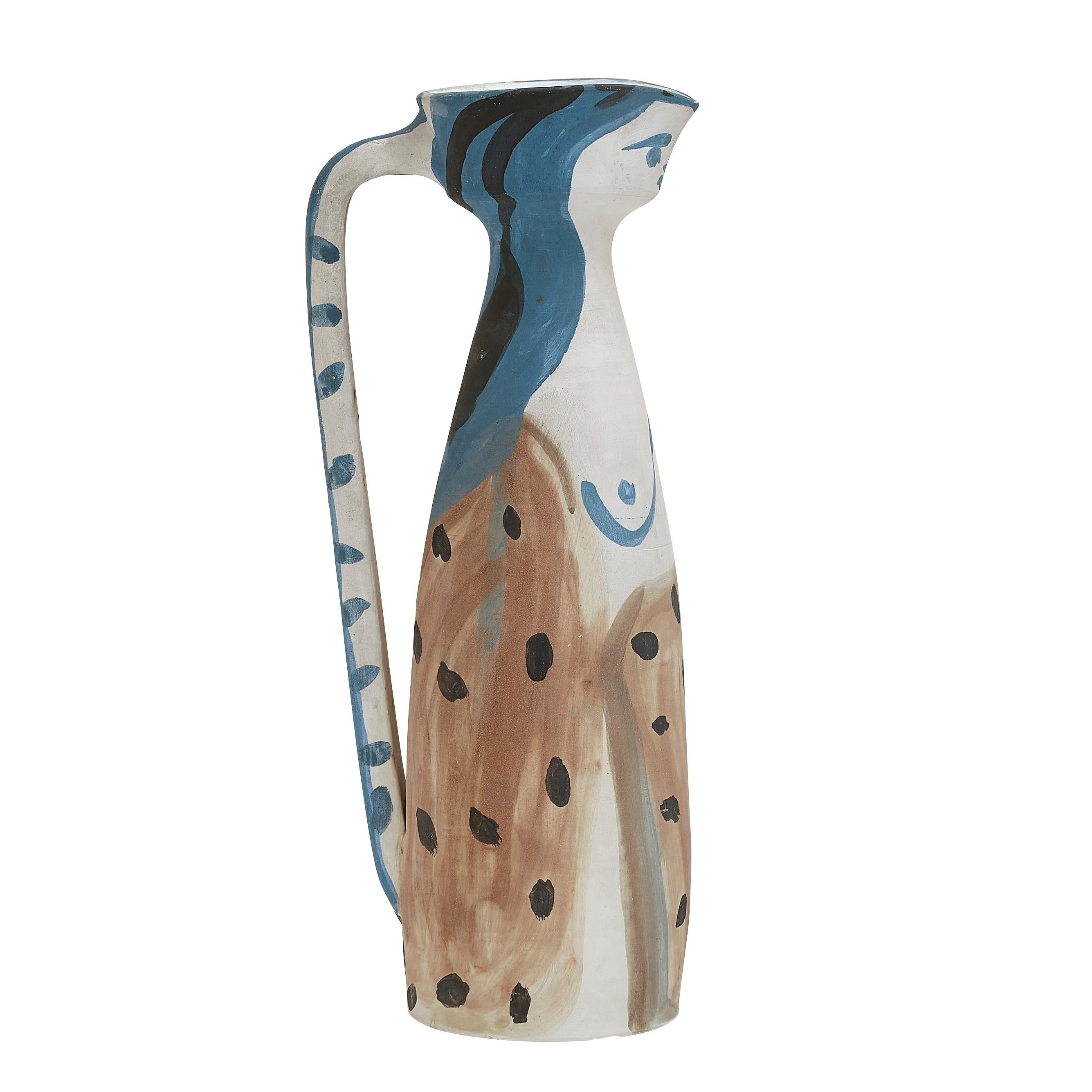 Pablo Picasso 'Femme' (A. R. 296) Female Madoura Pitcher Color Variant 1955 For Sale 1