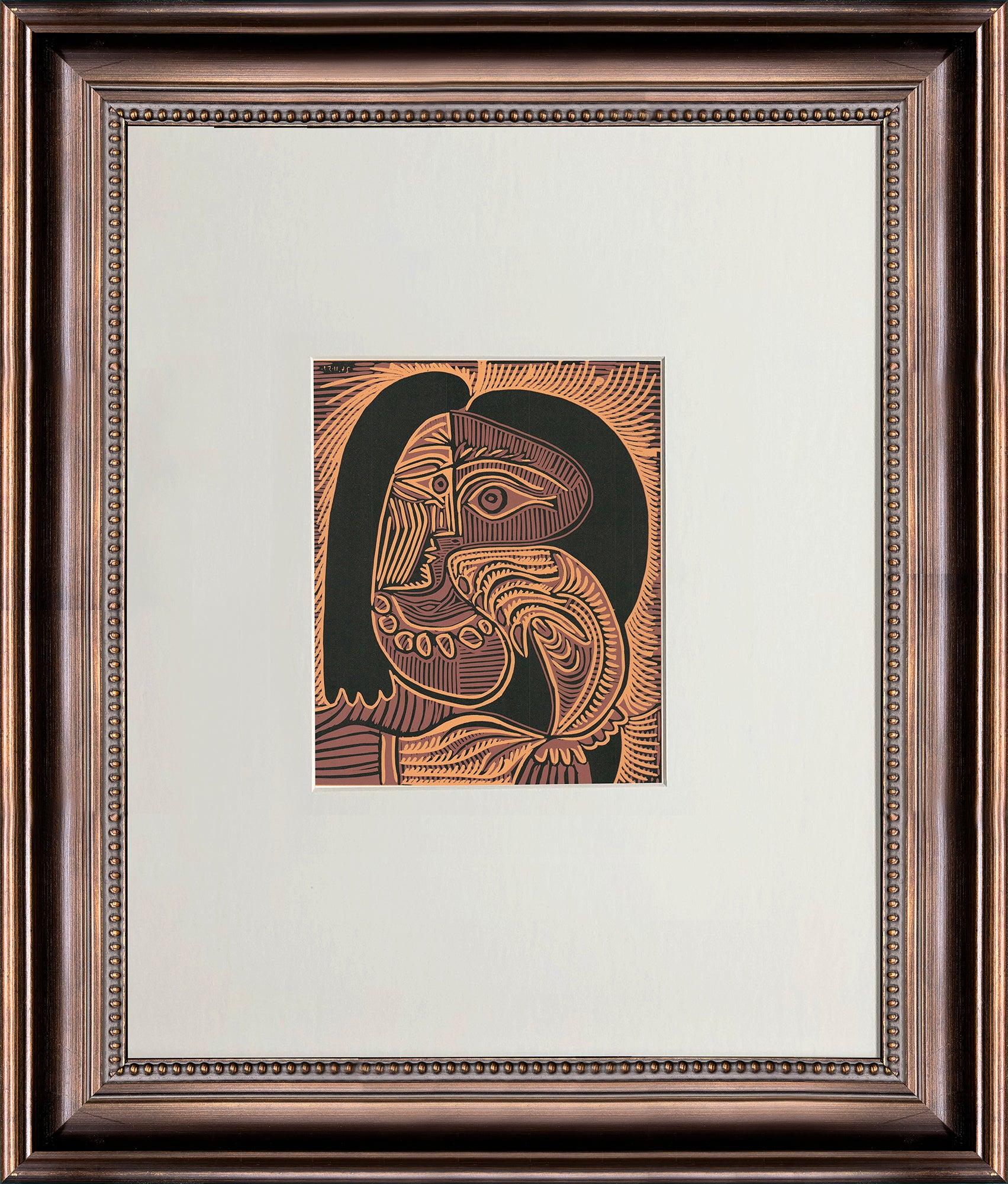 Pablo Picasso 'Femme au Collier' 1971 Cubism Linocut