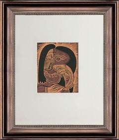 Pablo Picasso 'Femme au Collier' 1971 Cubism Linocut