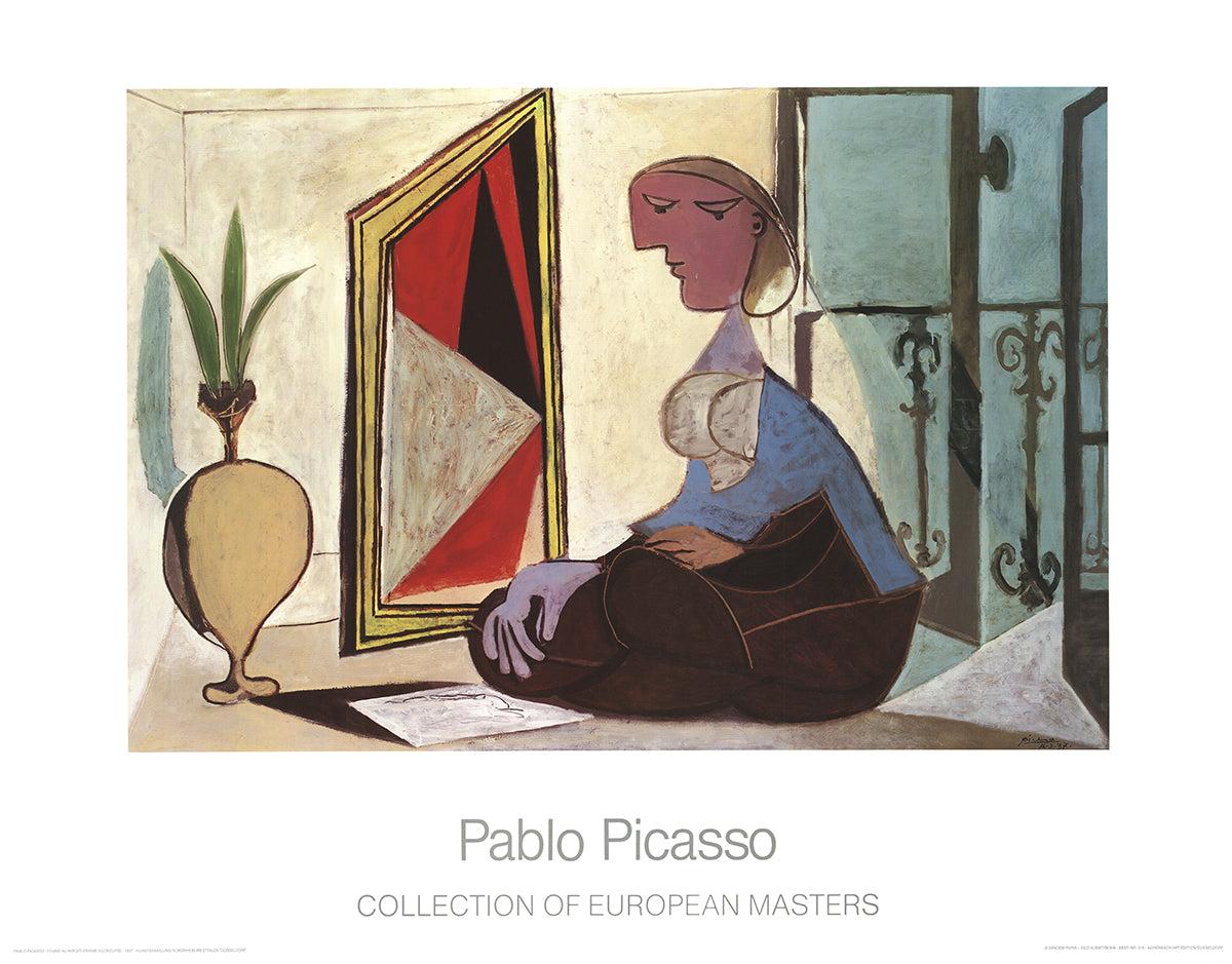 Questa riproduzione di alta qualità di Femme au Miroir è stata pubblicata dalla Kunstsammlung Nordrhein-Westfalen di Düsseldorf e stampata da Achenbach Art Edition. Riferito a Rodrigo, Vol. II, questo pezzo mette in evidenza l'esplorazione duratura