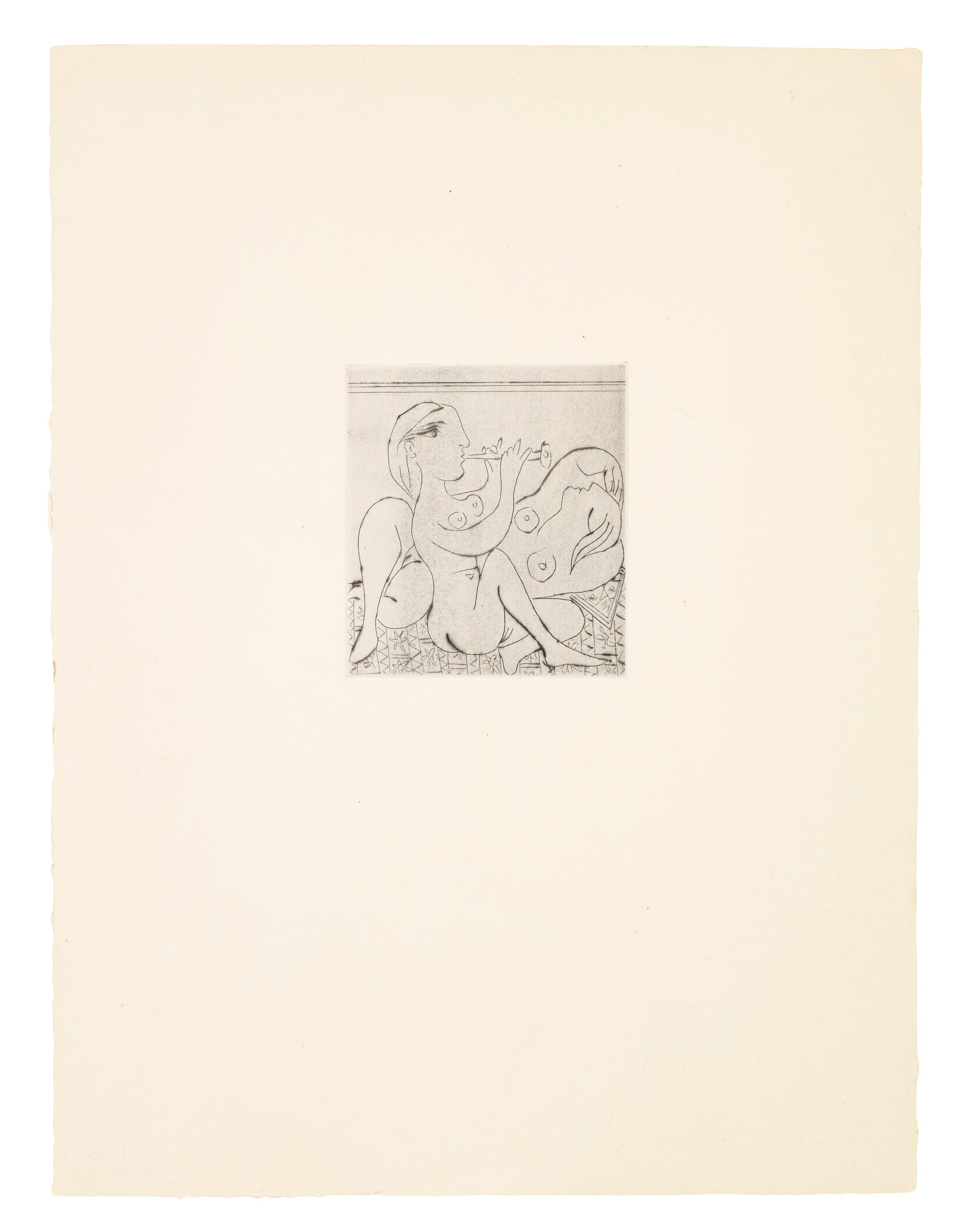 Pablo Picasso: Flûtiste et dormeuse II (Ba292) For Sale 1