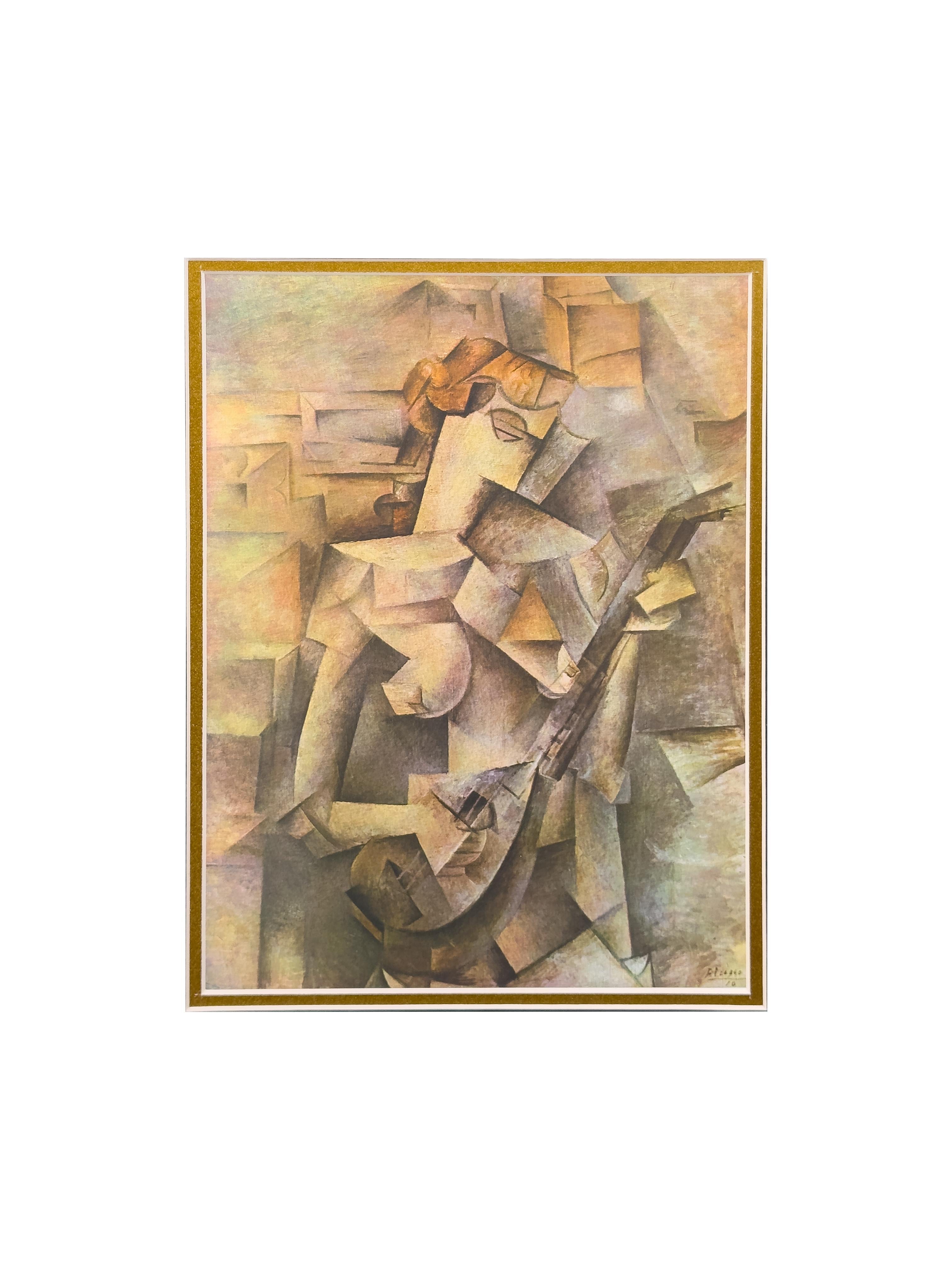 Pablo Picasso Girl with a Mandolin (Fanny Tellier) Color Plate Lithograph Framed 1