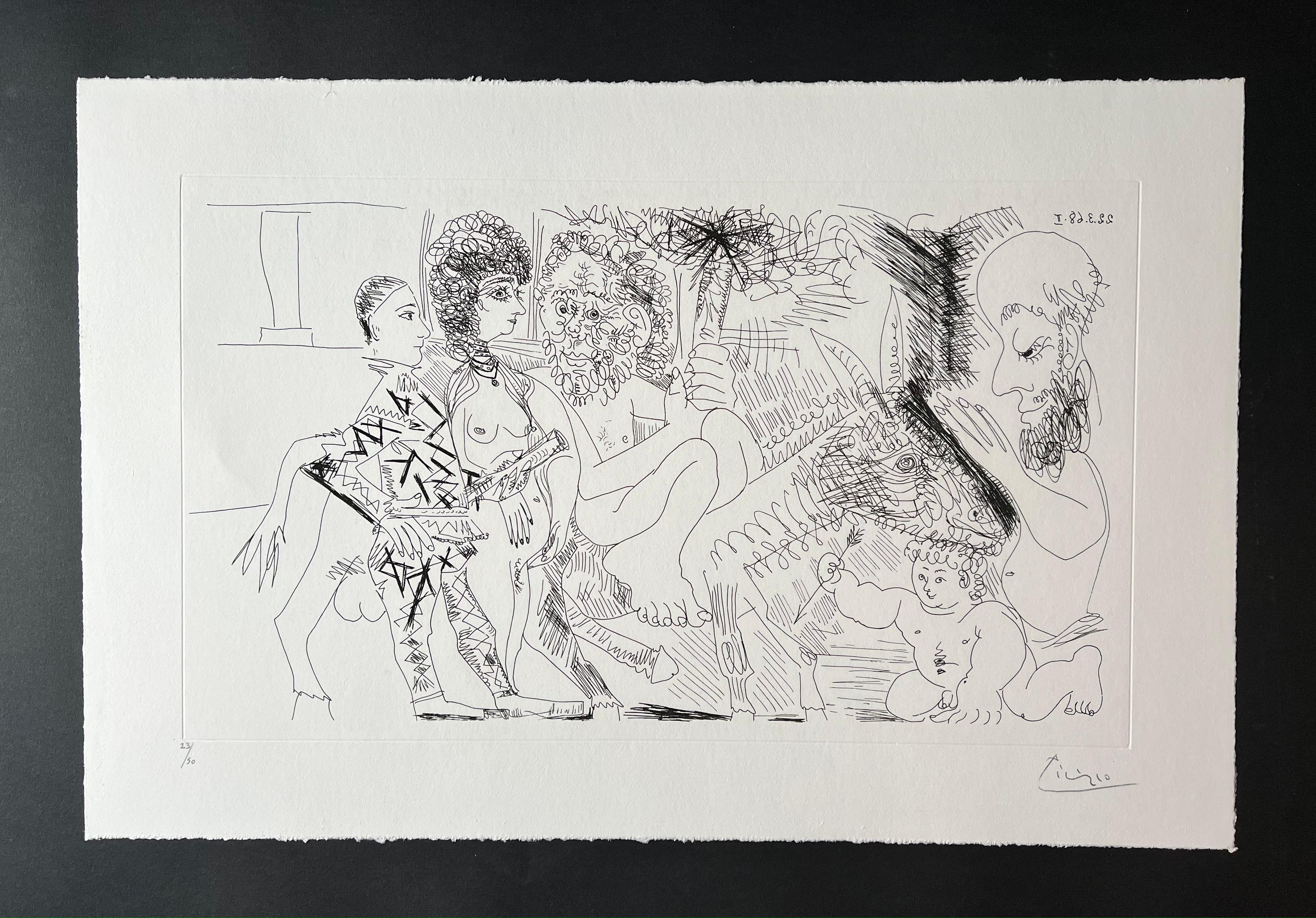 Pablo Picasso - Groupe Avec Vieillard À La Torche - Hand-Signed Etching, 1968 3