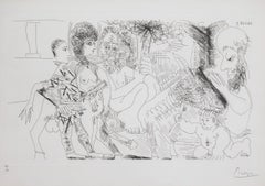 Pablo Picasso - Groupe Avec Vieillard La Torche - Handsignierte Radierung, 1968