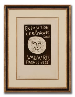 Pablo Picasso Hand-Signed Linocut, "Exposition de Céramiques, Vallauris 1958"