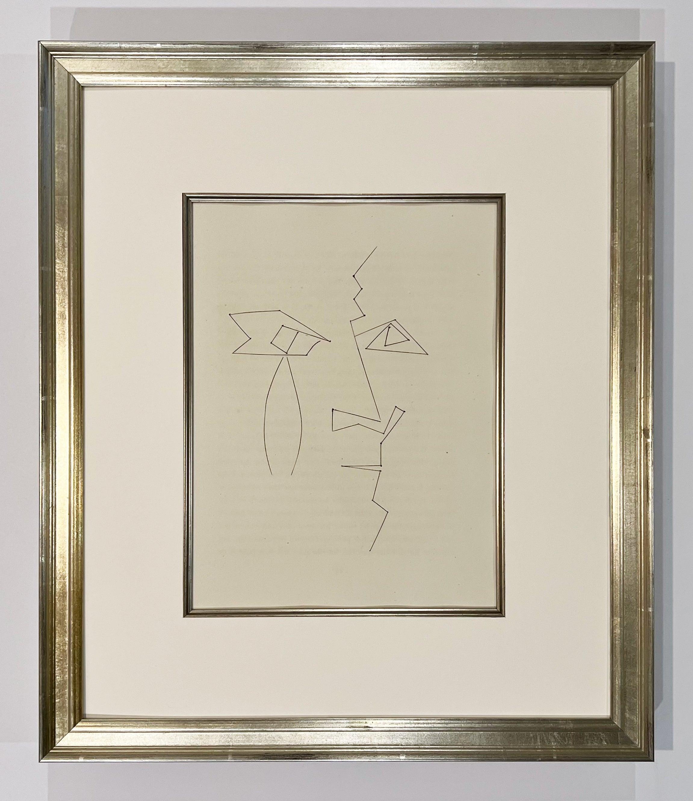 Artist: Pablo Picasso
Title: Head of a Man in Broken Lines (Plate XXXIV)
Portfolio: Carmen
Medium: Original etching on Montval wove paper
Year: 1949
Edition: 32/289
Frame Size: 21