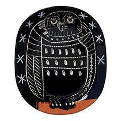Vintage Pablo Picasso Madoura 'Hibou brillant' (A. R. 285) Owl Ceramic Plate 