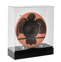 Pablo Picasso 'Hibou noir perche' (A. R. 398) Perched Black Owl Madoura Plate