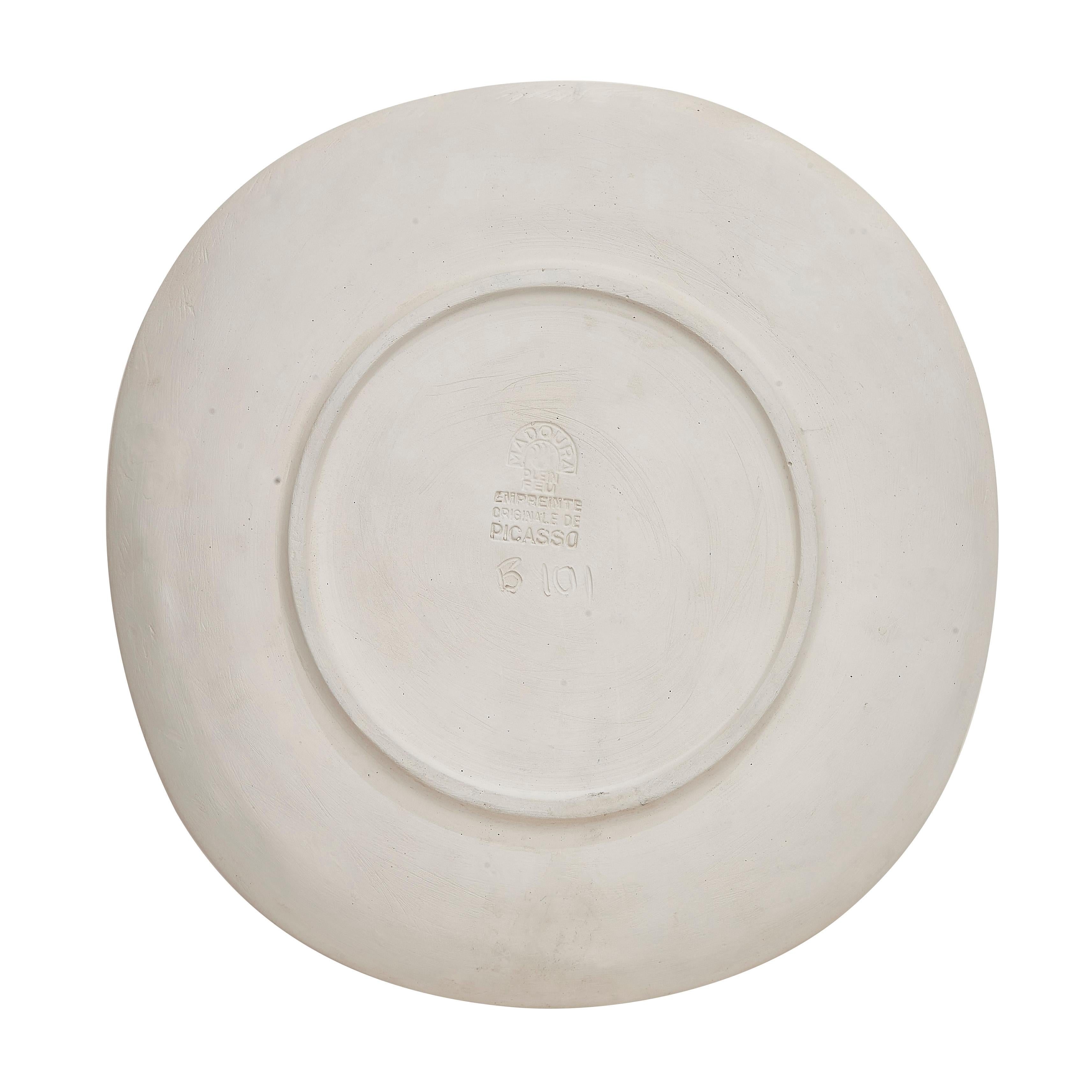 Pablo Picasso 'Joueur de diaule et faune' (A. R. 342) Madoura Plate 1956 For Sale 1