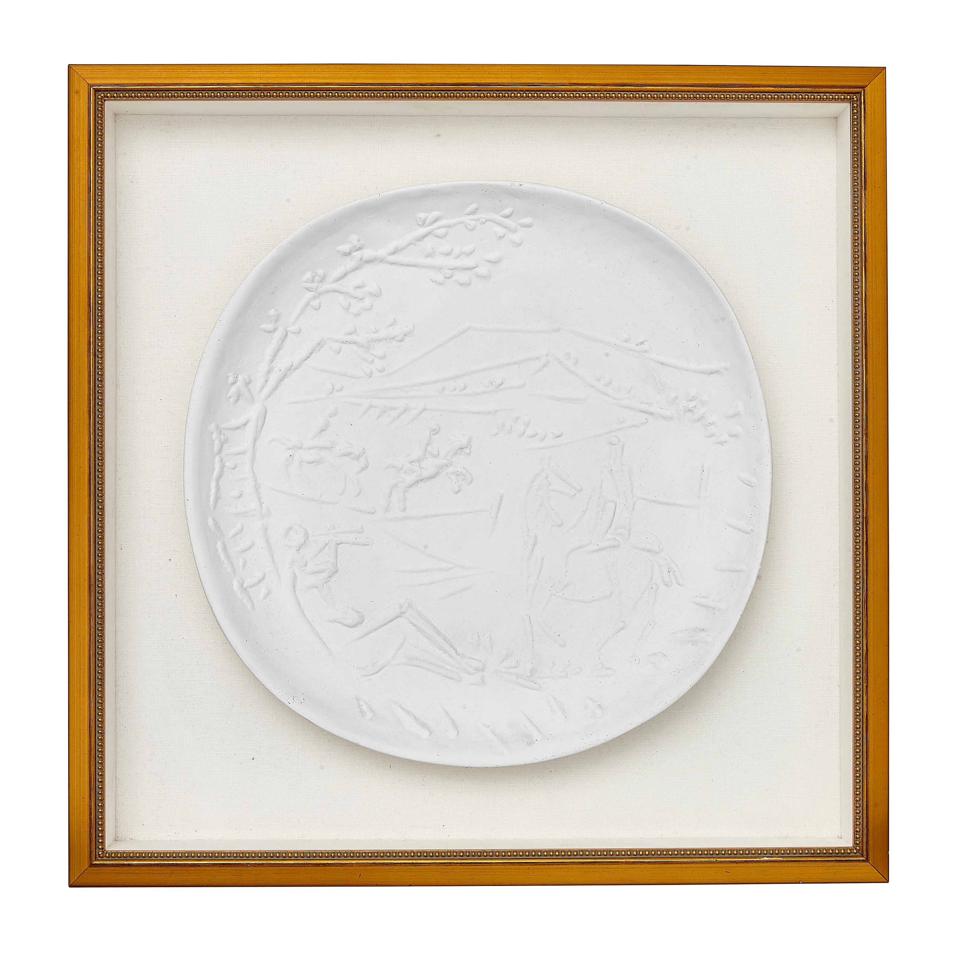 Pablo Picasso 'Joueur de flute et cavaliers' (A. R. 340) Framed Madoura Plate