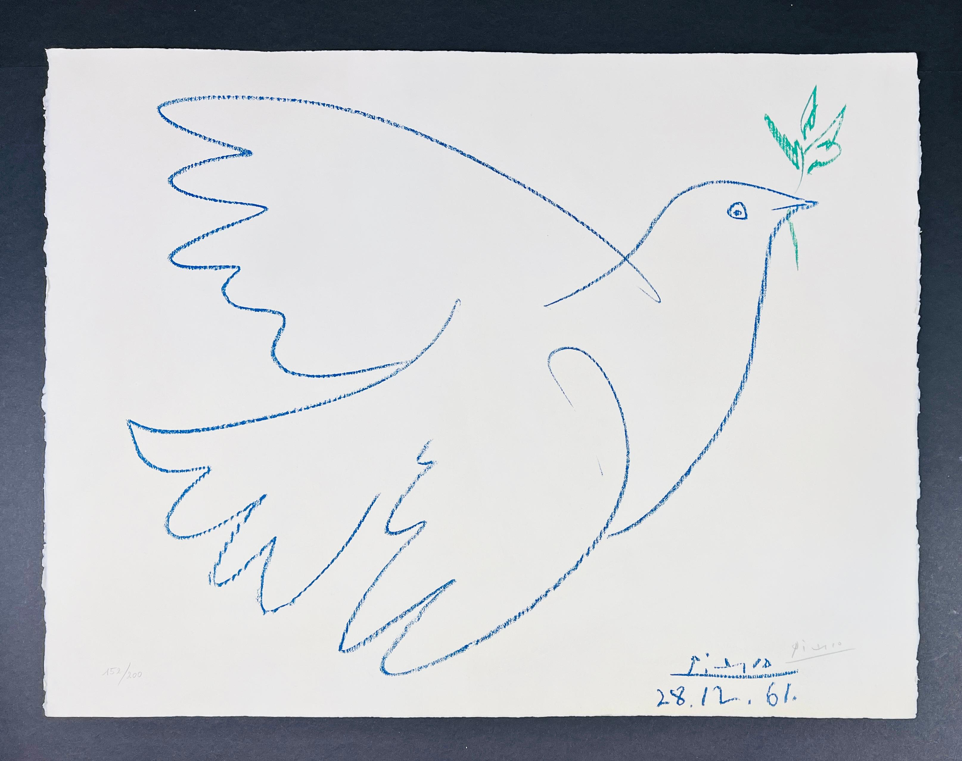 Pablo Picasso - La colombe bleue (Blaue Taube) - handsignierte Lithographie - 1961 3