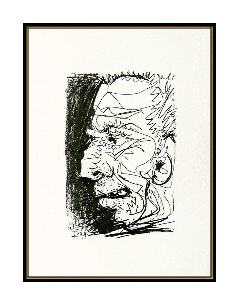 Pablo Picasso La Gout Du Bonheur Lithograph Male Portrait Authentic Artwork 1