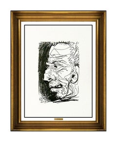 Pablo Picasso La Gout Du Bonheur Lithograph Male Portrait Authentic Artwork