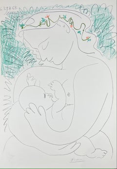 Pablo Picasso - La Grande Maternité - hand-signed lithograph on Arches – 1963