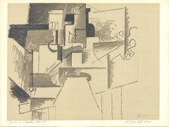 Pablo Picasso-La Table et le Guitare  (d’apres Picasso)-19" x 25.25"-Lithograph