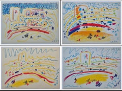 Pablo Picasso --  L'Arene d'Arles, de Toros Toreros, un juego de 4