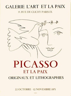 Pablo Picasso-L'Art et la Paix-25.5" x 19"-Lithograph-1971-Cubism-Black & White