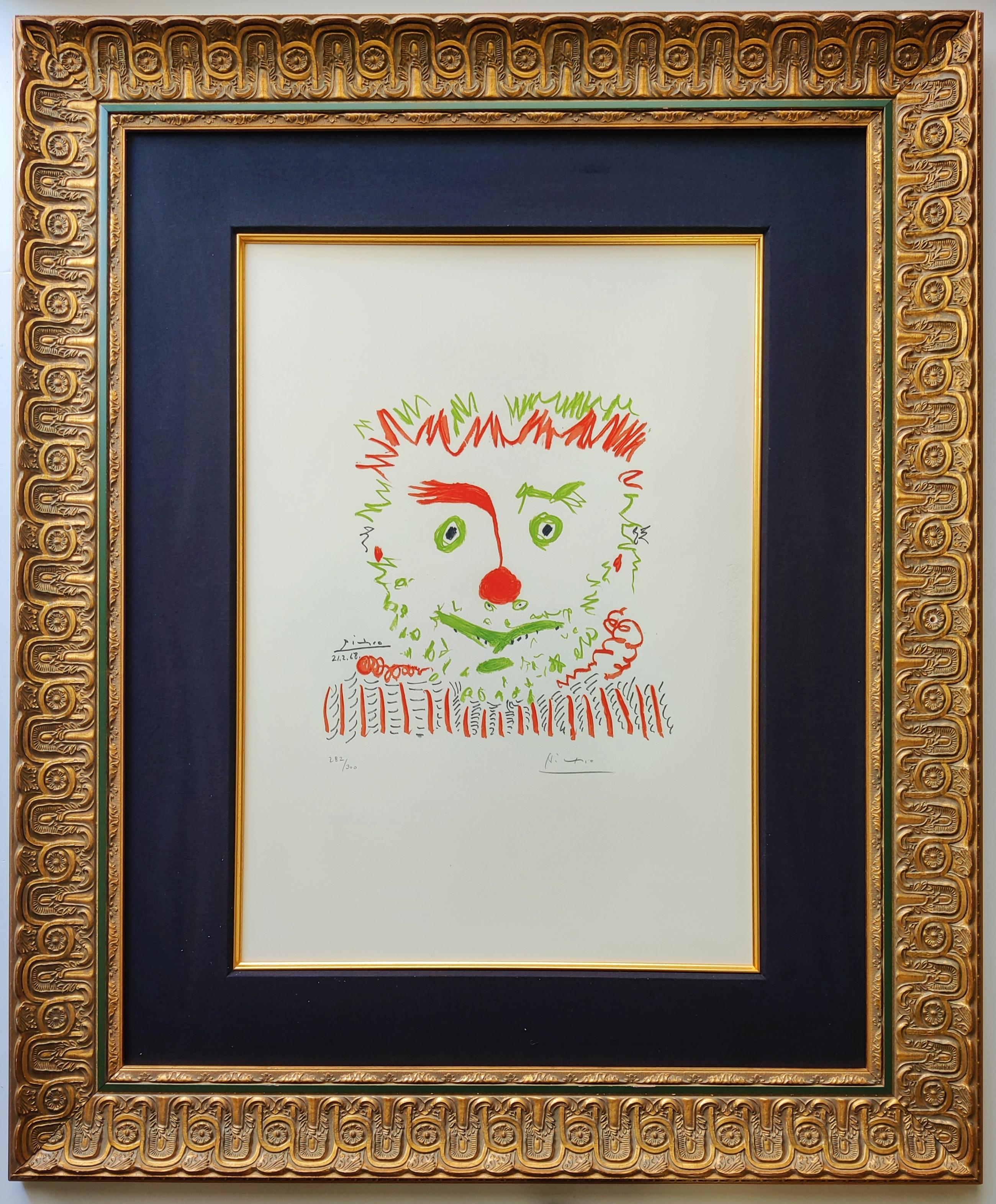 Pablo Picasso
Le Clown, 1968
Lithographie imprimée en couleurs
Suspension signée en bas à droite
Numéroté 282/300
Taille de l'image : 32 × 32 cm
Dimensions du cadre 106,5 x 88,5 x 5 cm
