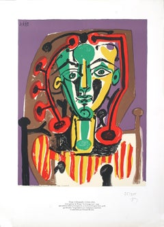 After Picasso-Le Corsage Raye-28" x 20.25"-Lithograph-Cubism