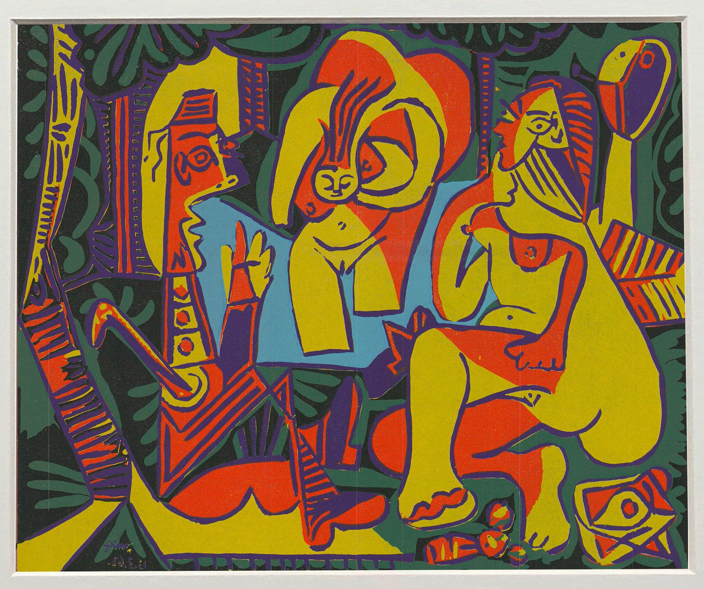 Pablo Picasso 'Le Dejeuner sur L'Herbe' 1971 Cubist Linocut in vendita 1