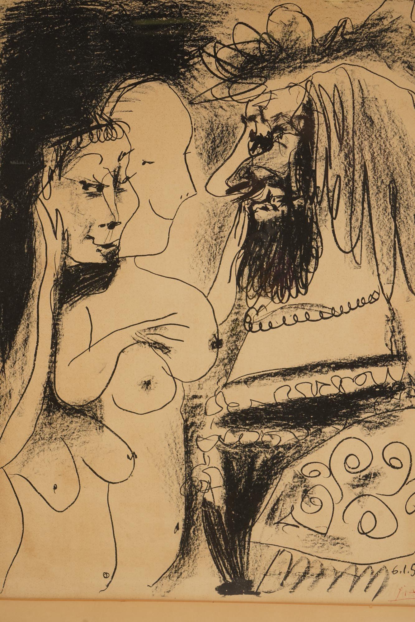 PABLO PICASSO LE VIEUX ROI FROM 1959 IN ORIGINAL LITHOGRAPH - Cubist Print by Pablo Picasso
