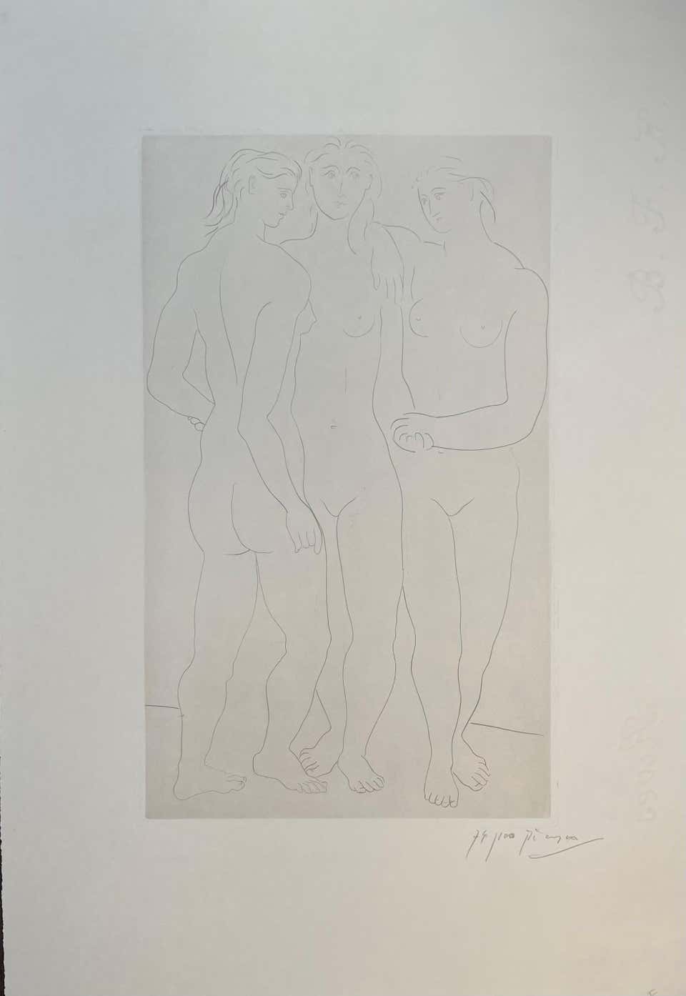 Pablo Picasso, "Les Trois Graces, II, " original etching, hand signed