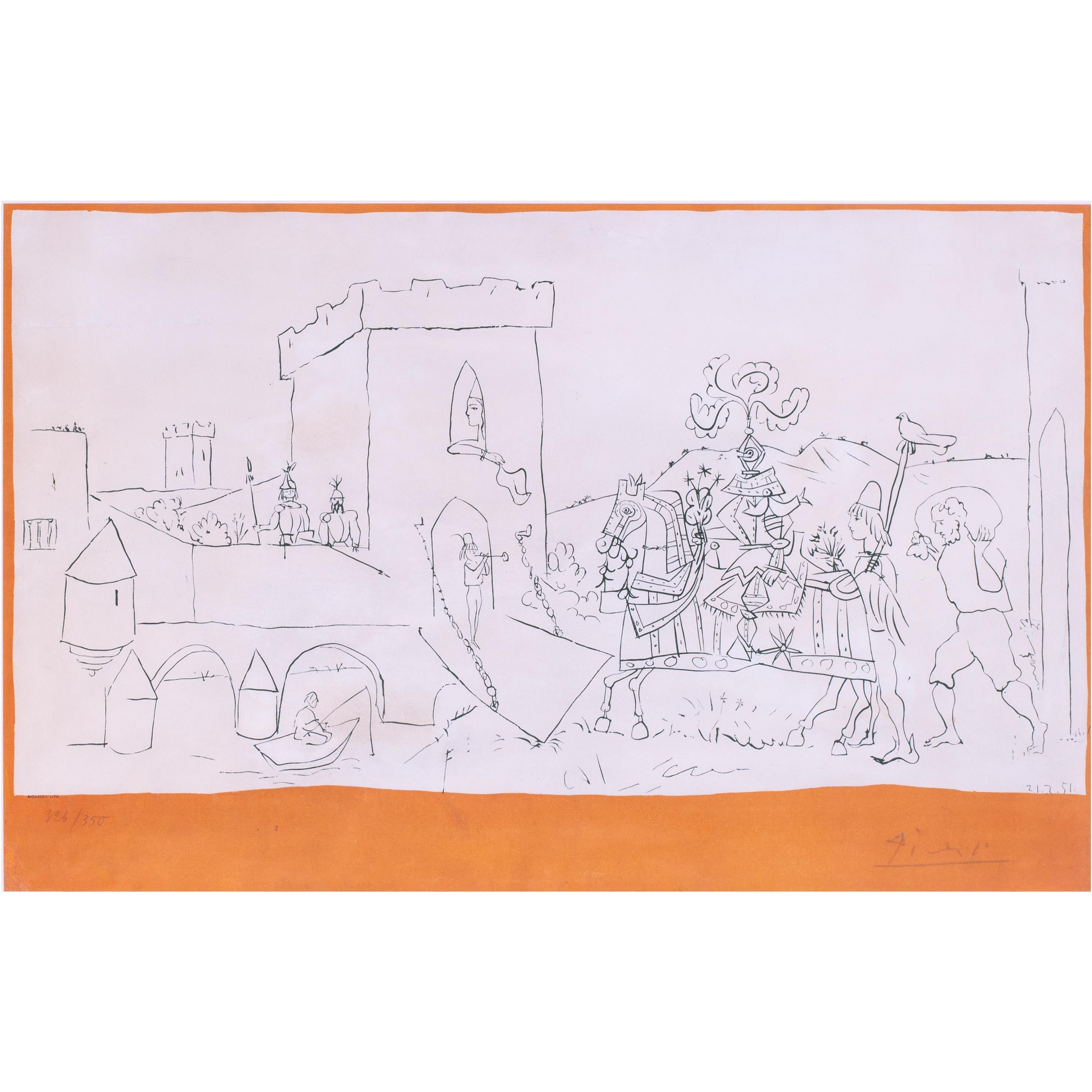 Pablo Picasso lithography, signed and number 'L’Arrivée du Chevalier, 1951 For Sale 1