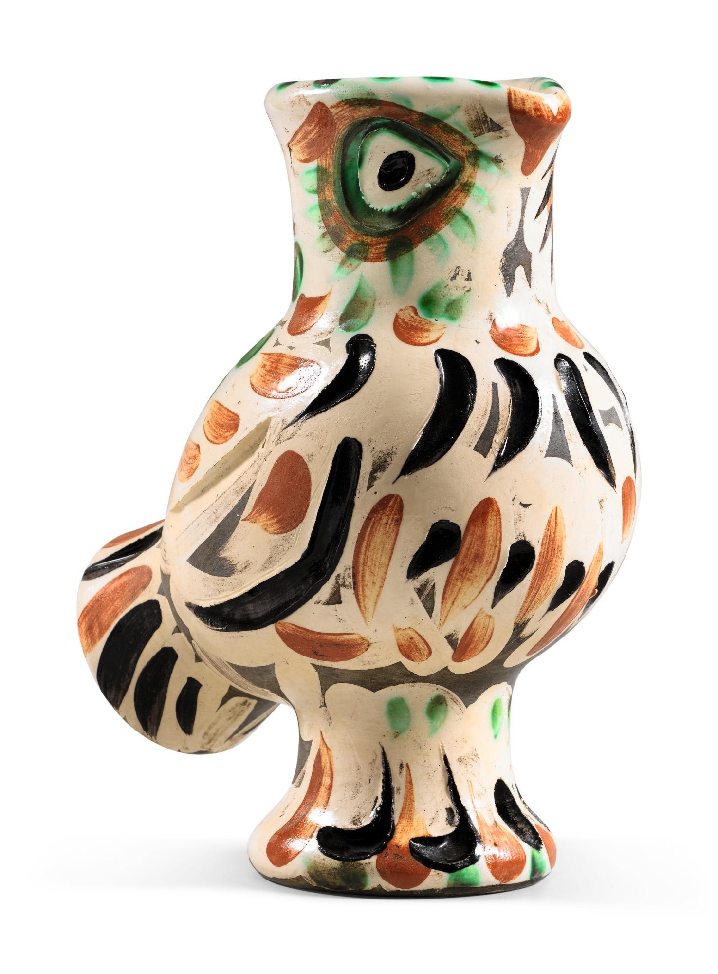 This beautiful Picasso ceramic Vase 'Chouette,' Ramié 602 is one in an edition of 350 and is made of white earthenware ceramic vase, partially engraved, with colored engobe and glaze 

Please contact us with any questions!
