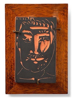 Plaque en terre cuite « Visage d'homme » de Pablo Picasso Madoura Rami 539