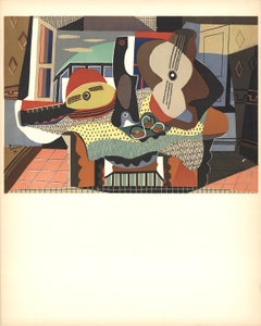 Pablo Picasso-Mandolin and Guitar-27" x 21.5"-Lithograph-1958-Cubism-Multicolor
