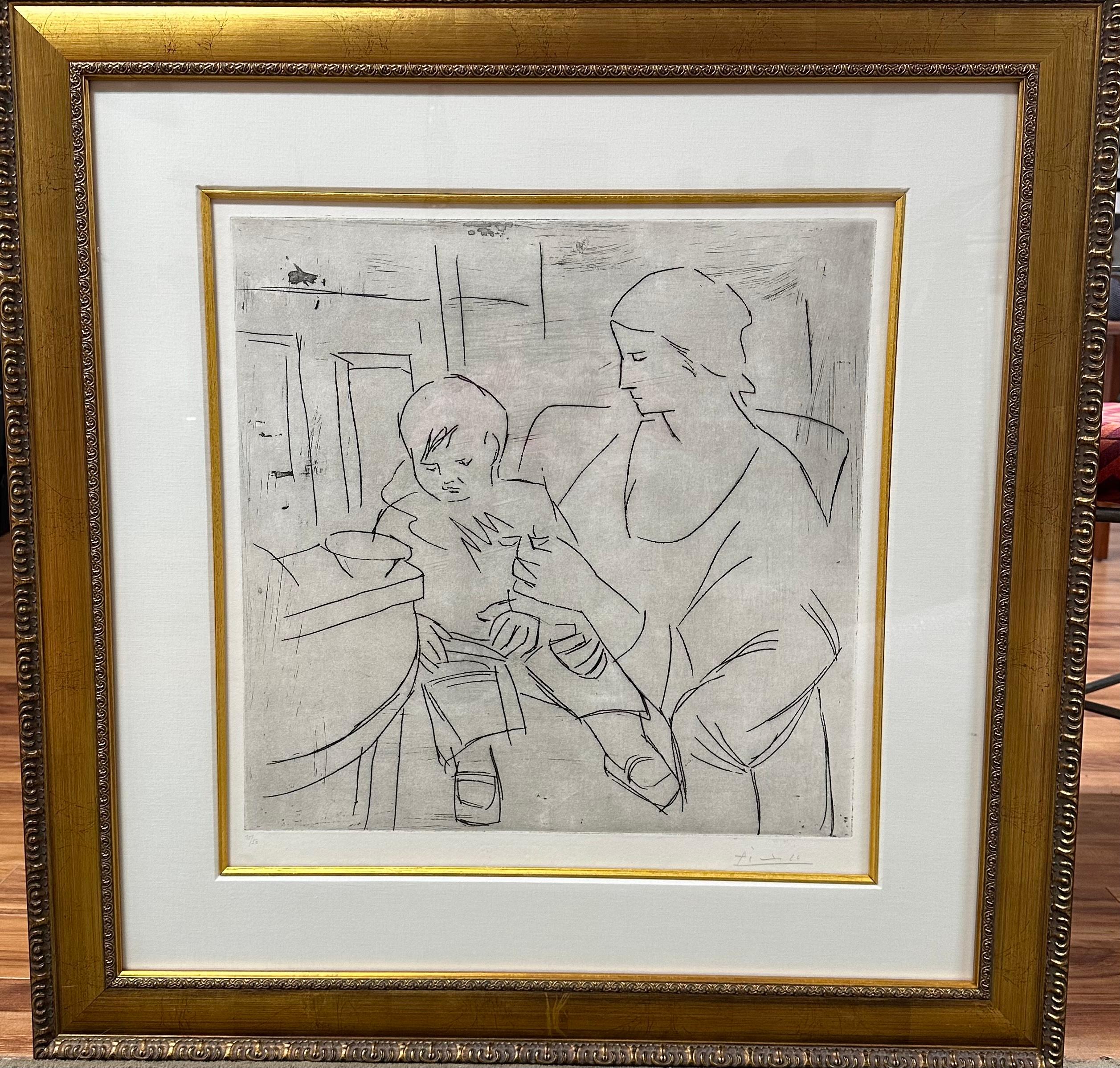 Pablo Picasso, Maternité, Original etching, hand signed For Sale 1