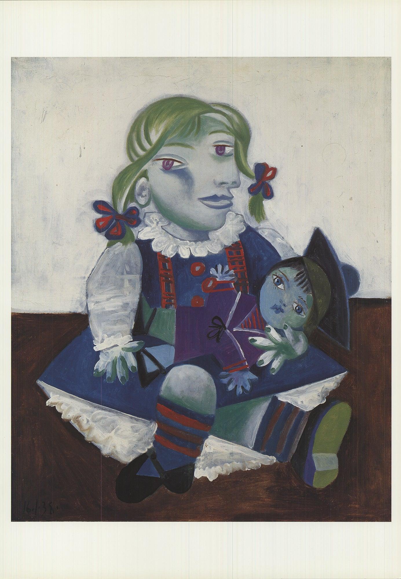 Maya con muñeca fue pintada por Pablo Picasso en 1938, durante su periodo surrealista. Esta obra, de gran resonancia emocional, muestra a su hija pequeña, Maya, sosteniendo una muñeca, representada con las formas distorsionadas y la intensidad