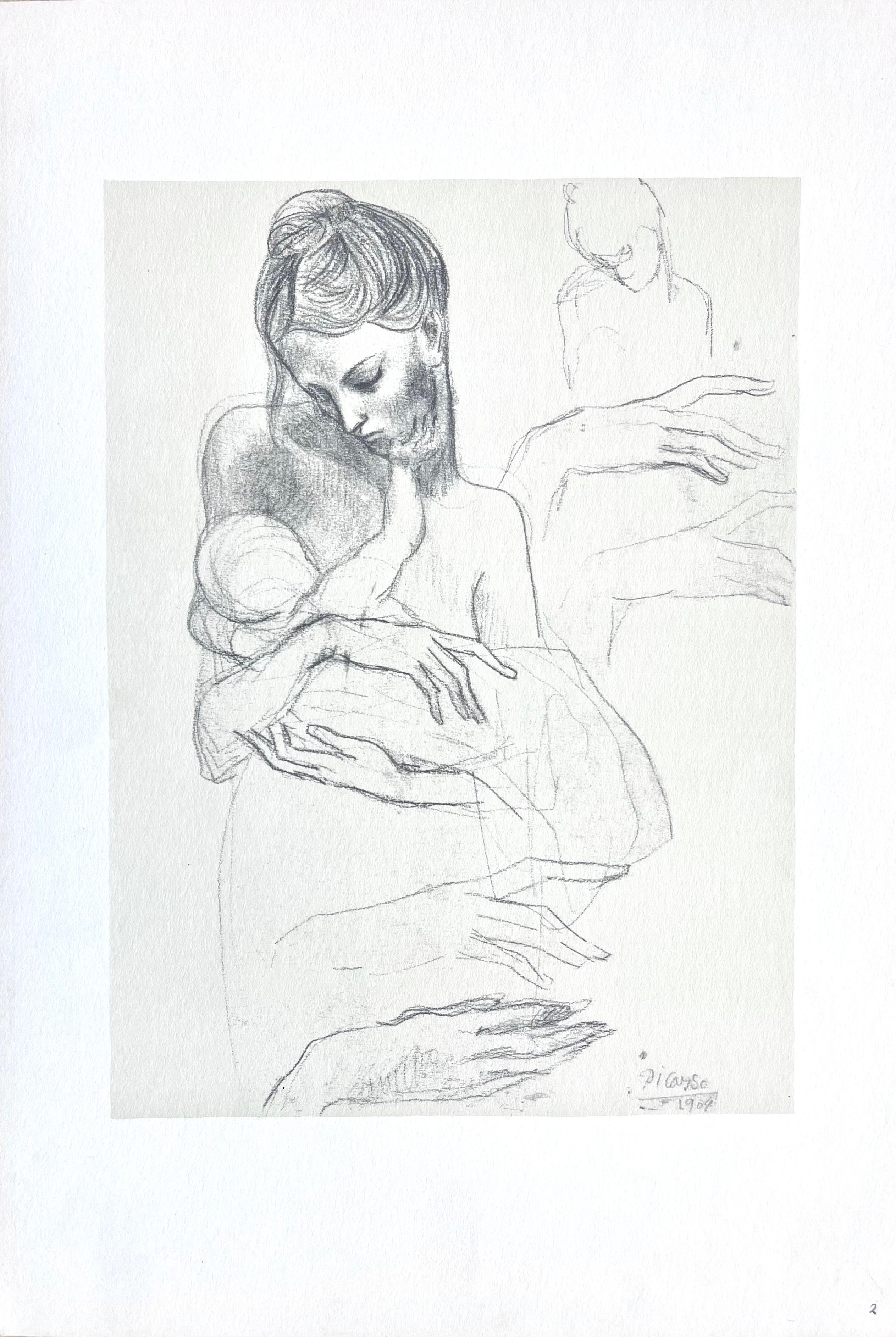 Pablo Picasso, Mother and Child, from Fifteen Drawings, 1946 (after) For Sale 4