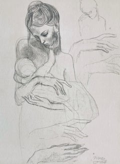 Pablo Picasso, Mutter und Kind, aus Fünfzehn Zeichnungen, 1946 (after) Pablo Picasso